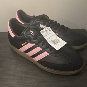 Adidas Black and Pink Samba Messi Sneakers Size 8 NEW